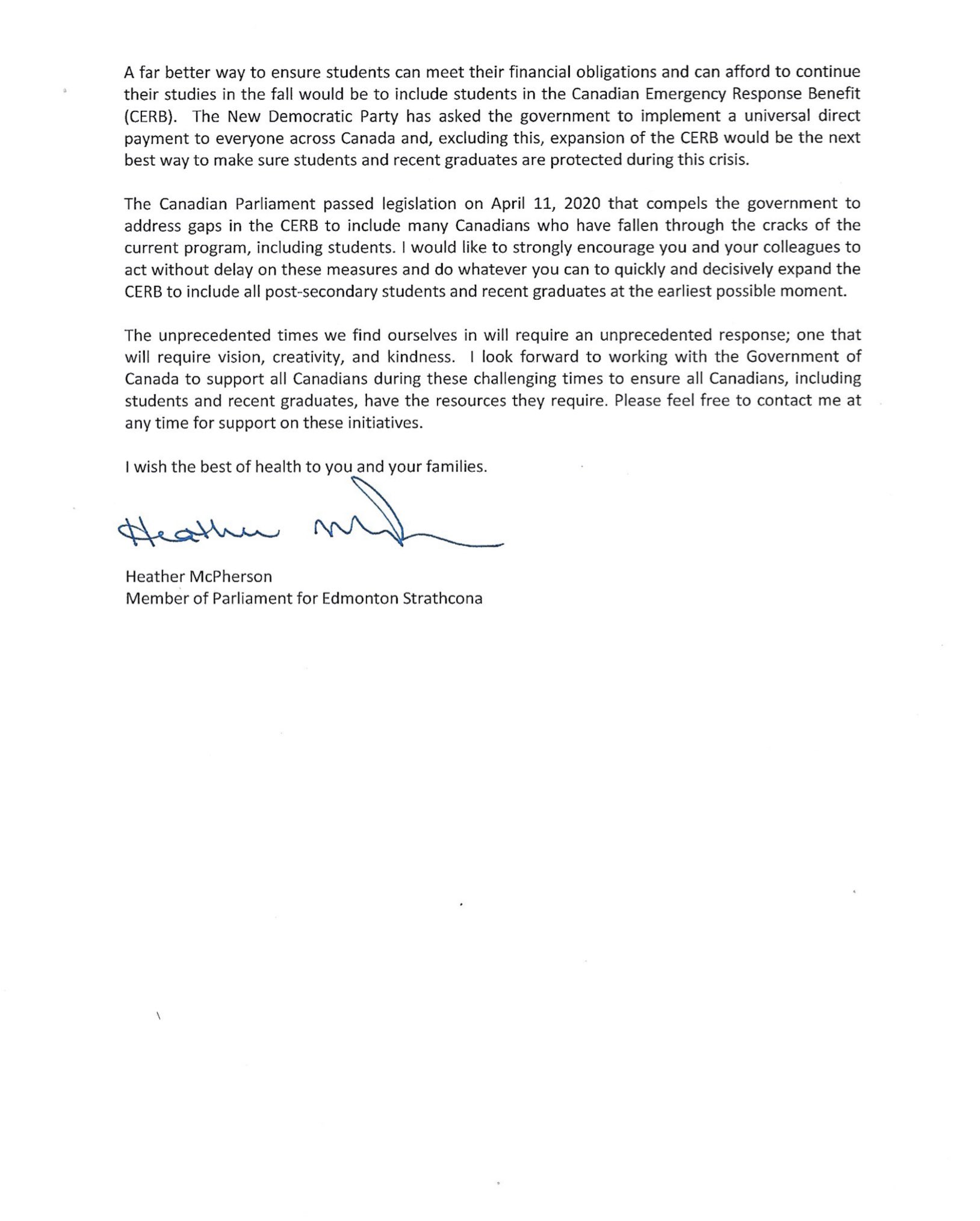 Letter to Ministers Chagger & Qualtrough Page 2