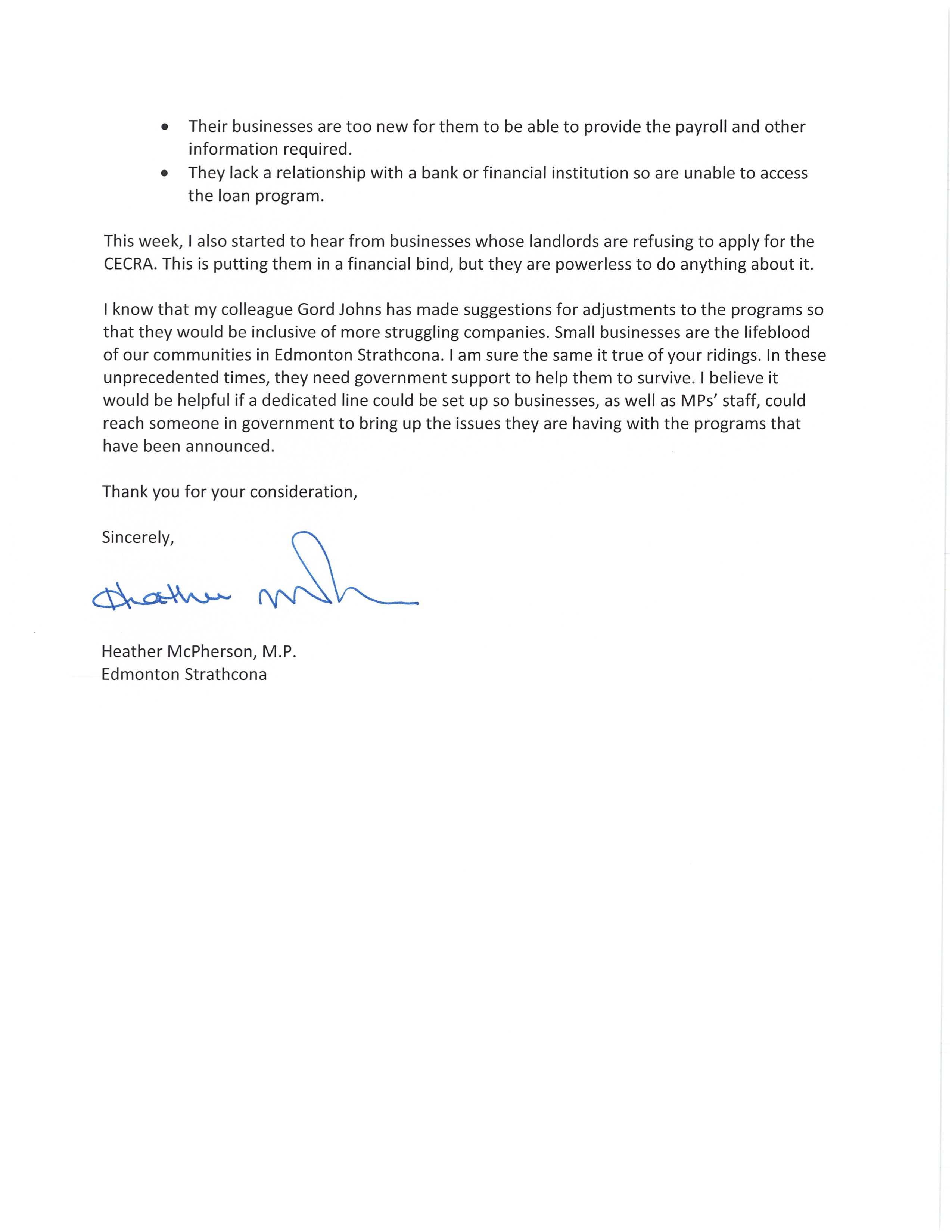 Letter to Ministers Morneau & Ng Page 2