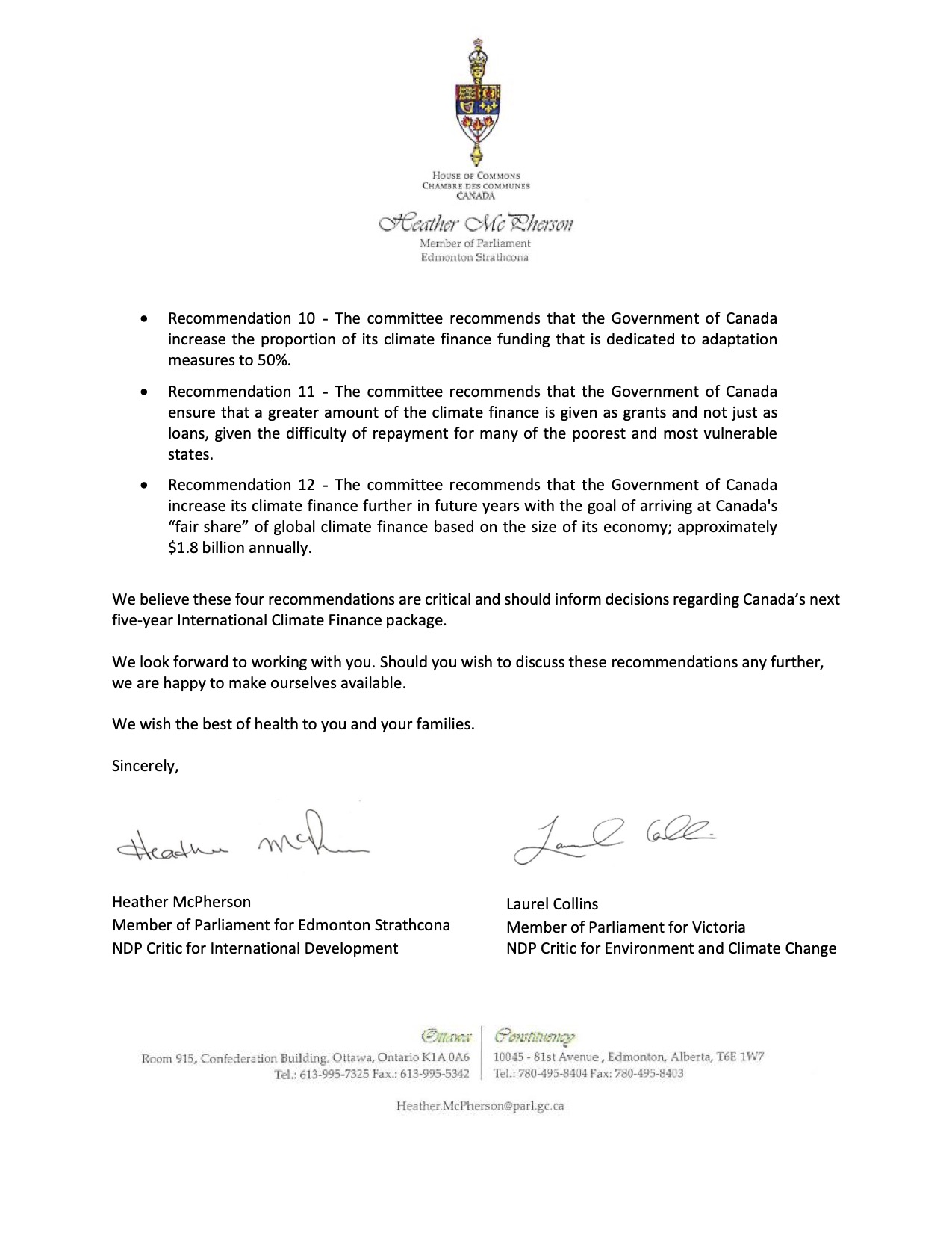 Letter to Ministers Wilkinson and Gould Page 2