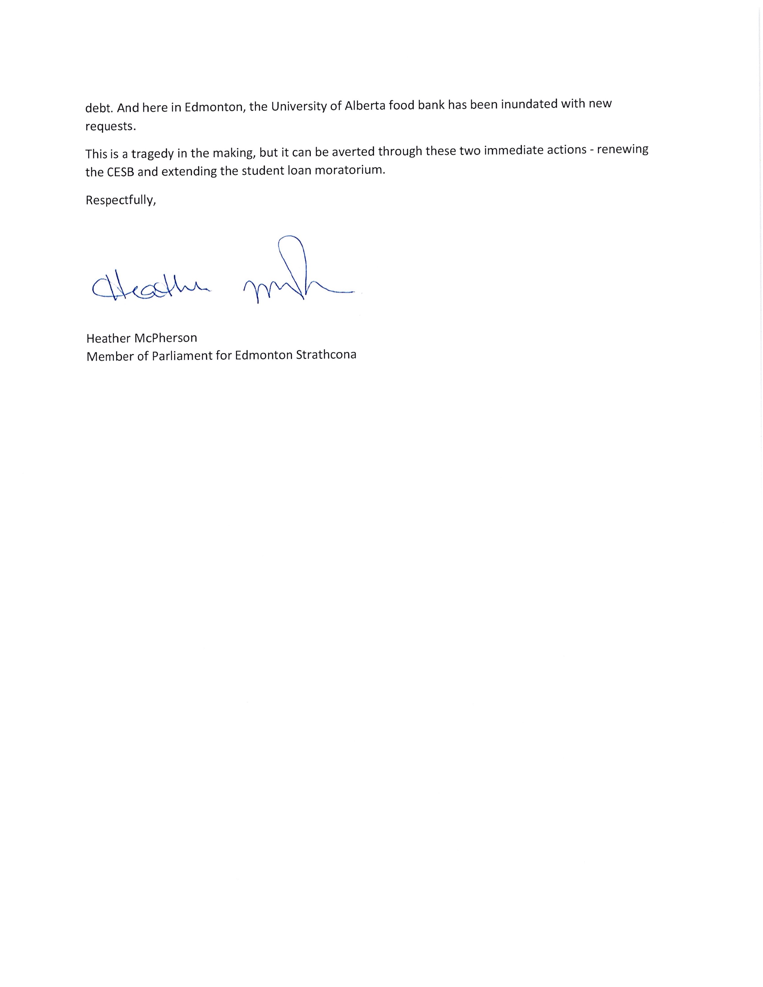 Letter to Ministers Freeland and Qualtrough Page 2